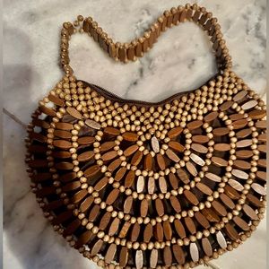 Beaded 70’s handbag purse brown